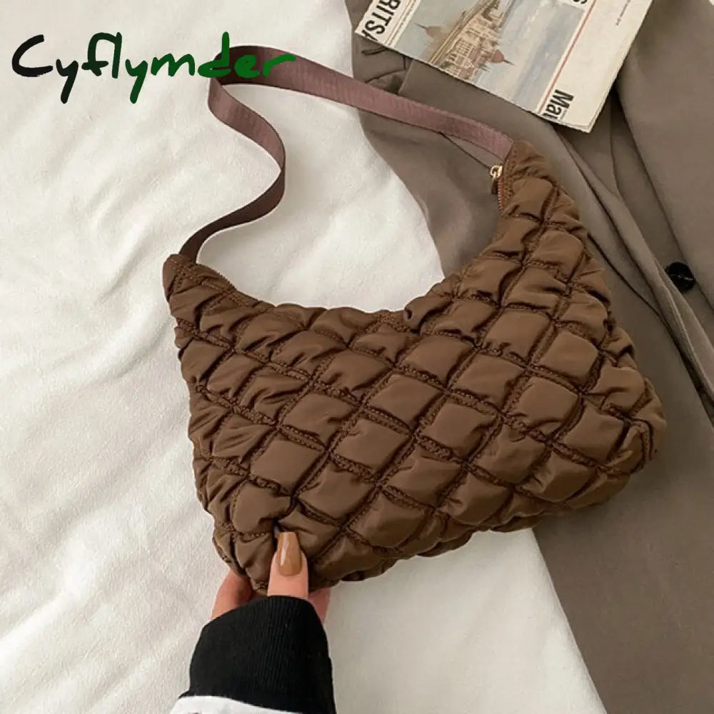 Cyflymder Pattern Shoulder Bag Space Cotton Handbag Casual Woman Large Capacity Down Tote Bags