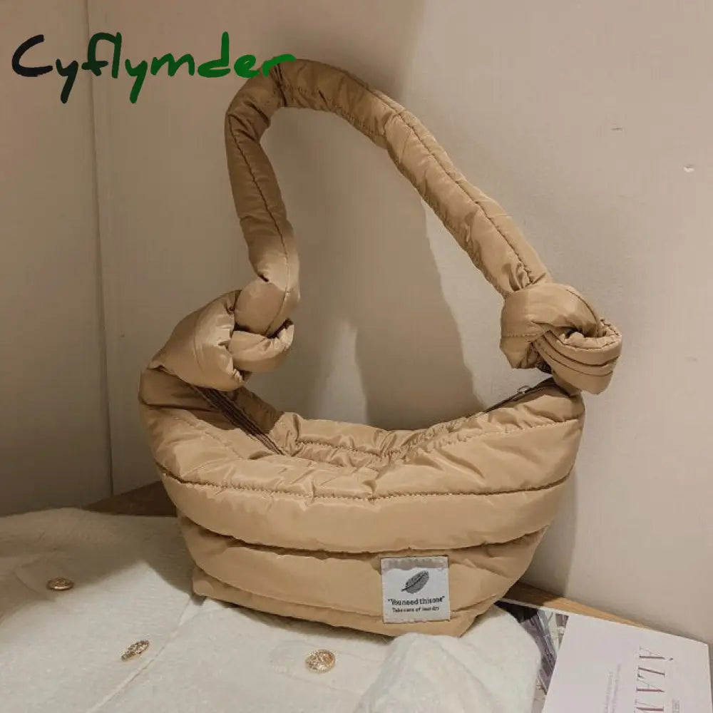 Cyflymder Pattern Shoulder Bag Space Cotton Handbag Casual Woman Large Capacity Down Tote Bags