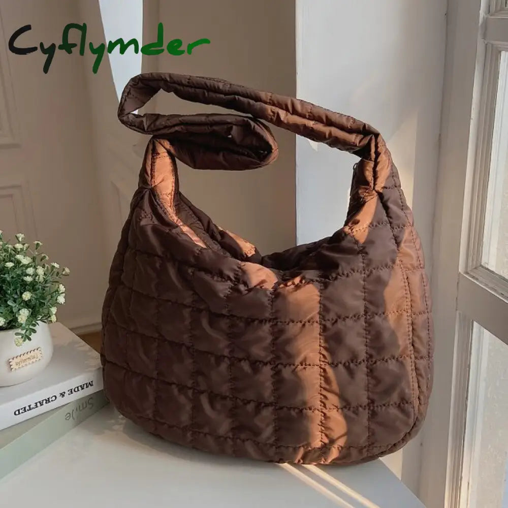 Cyflymder Pattern Shoulder Bag Space Cotton Handbag Casual Woman Large Capacity Down Tote Bags