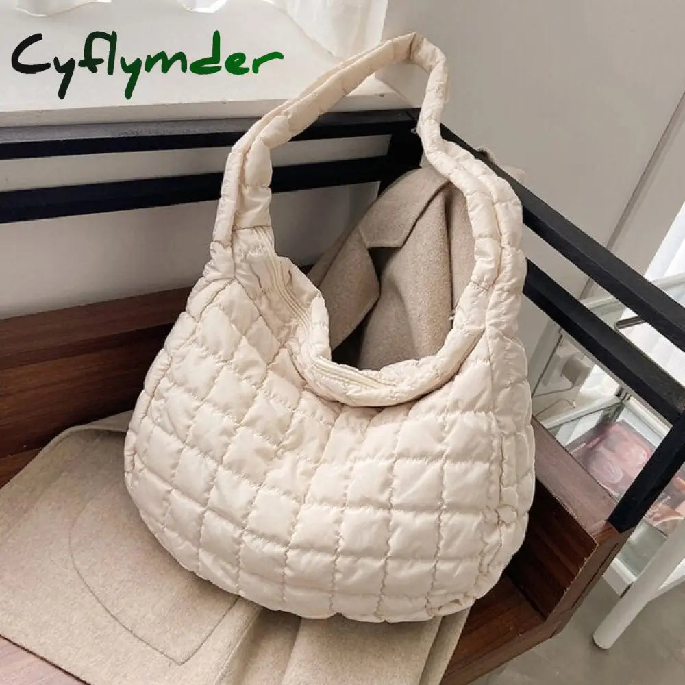 Cyflymder Pattern Shoulder Bag Space Cotton Handbag Casual Woman Large Capacity Down Tote Bags