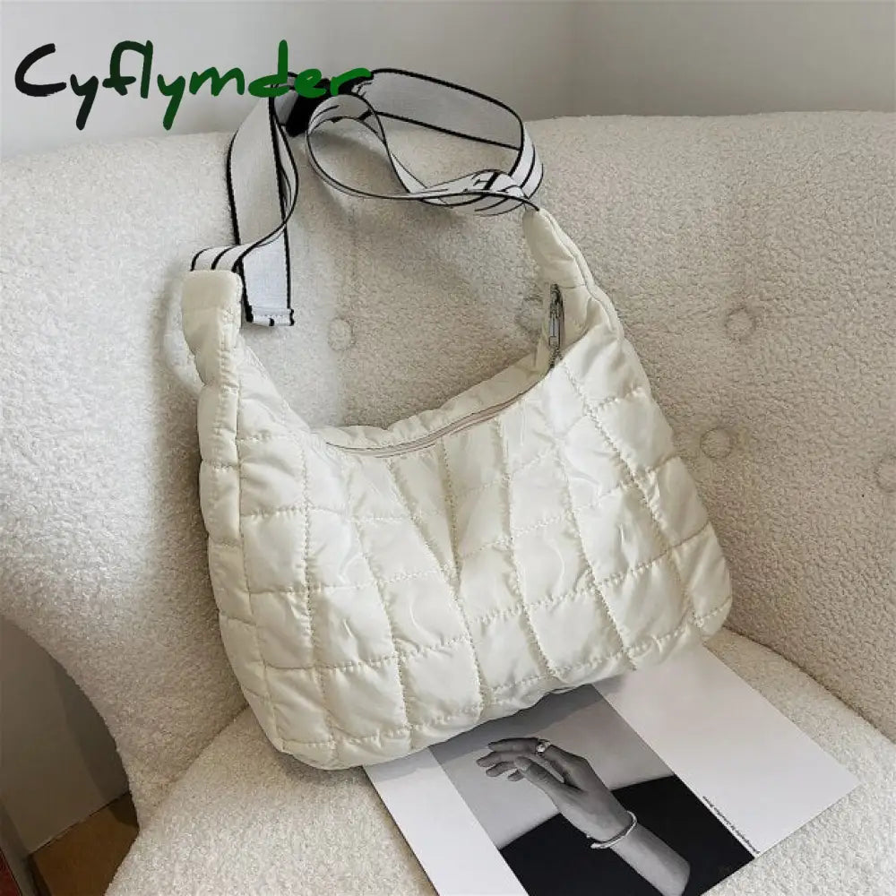 Cyflymder Pattern Shoulder Bag Space Cotton Handbag Casual Woman Large Capacity Down Tote Bags