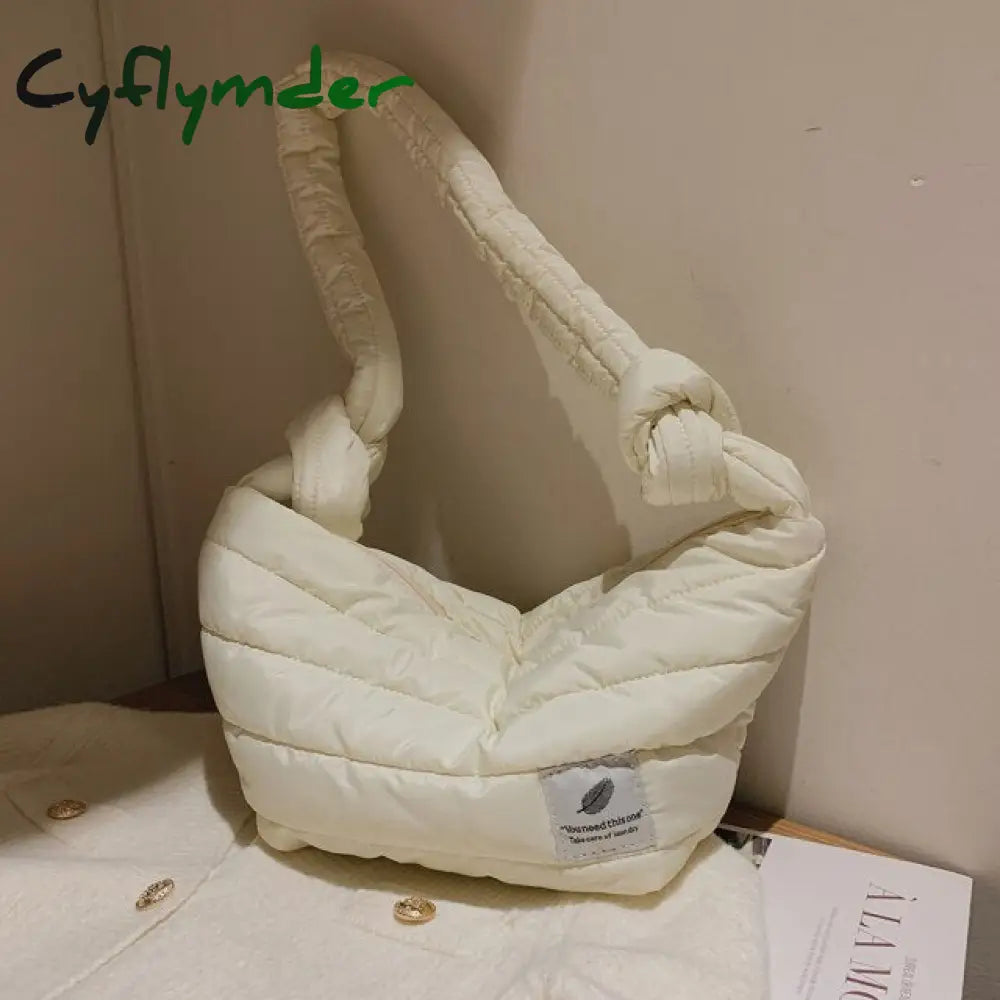 Cyflymder Pattern Shoulder Bag Space Cotton Handbag Casual Woman Large Capacity Down Tote Bags