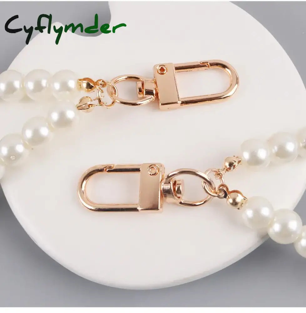 Cyflymder Pearls Beaded Alloy Keychains For Women New Minimalist Car Bag Bluetooth Headset Key