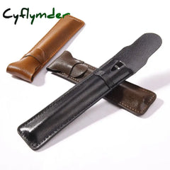 Cyflymder Pen Bags Separated By Single Storage Bags-Sided Leather Of Pure-Color Stationery Case