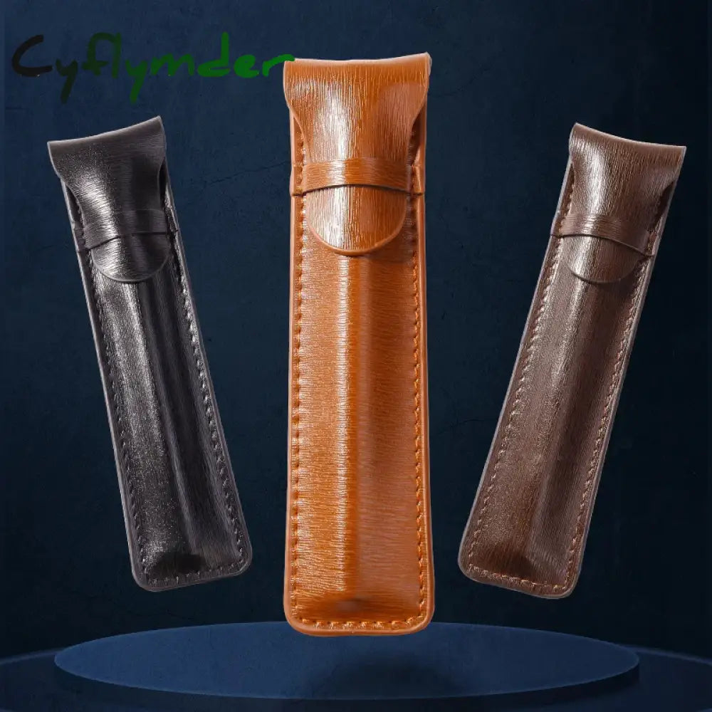 Cyflymder Pen Bags Separated By Single Storage Bags-Sided Leather Of Pure-Color Stationery Case