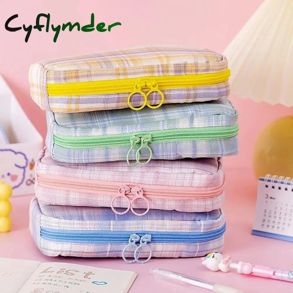 Cyflymder Pencil Case Pen Pouch Marker Bag Lightweight Wear-Resistant With Zipper Canvas For