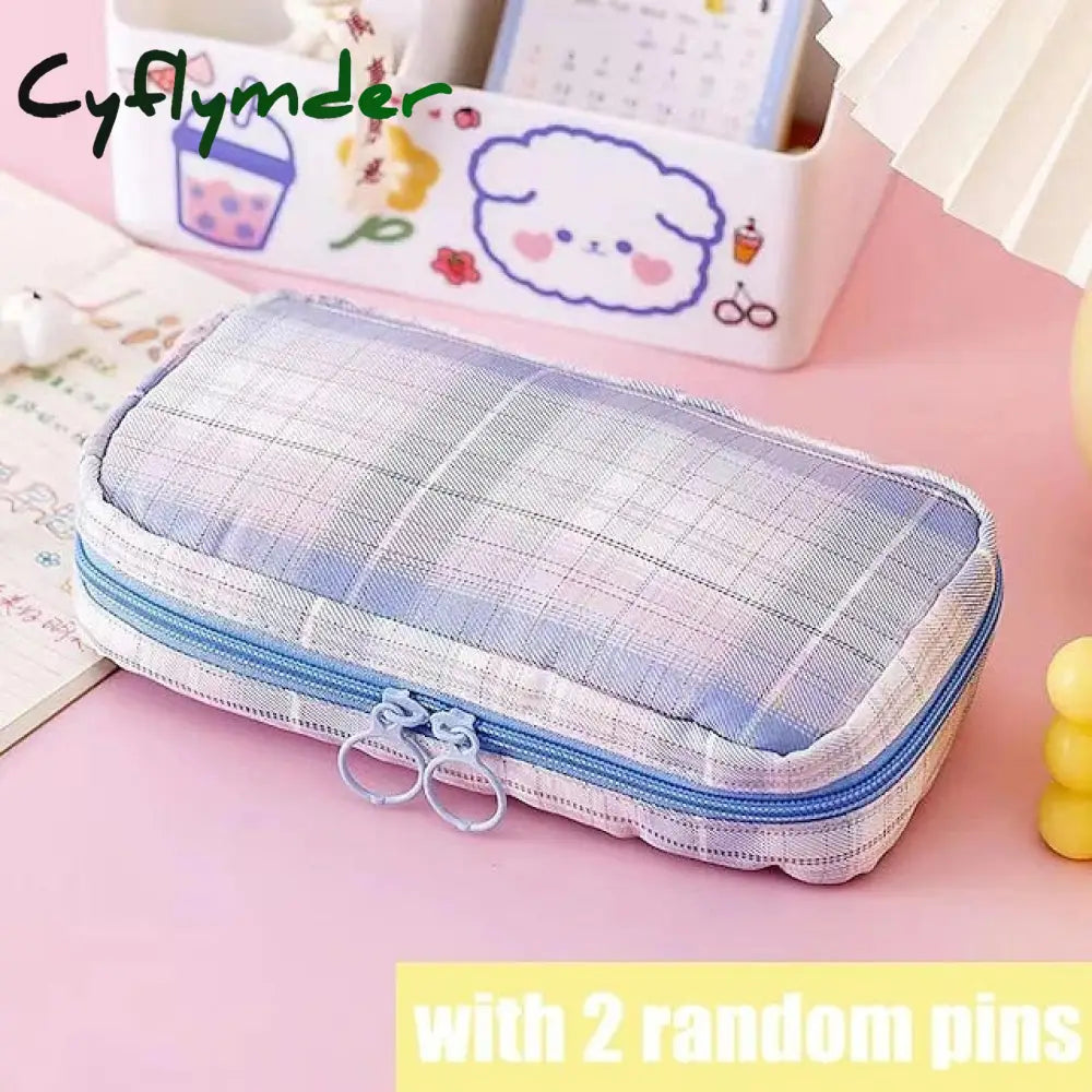 Cyflymder Pencil Case Pen Pouch Marker Bag Lightweight Wear-Resistant With Zipper Canvas For