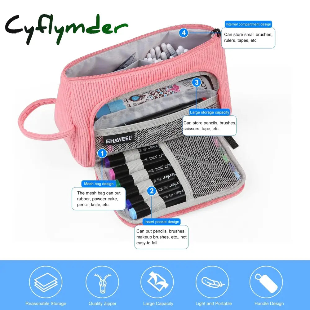 Cyflymder Pencil Cases Large Capacity Bag Pouch Holder Box For Girls Office Student Stationery