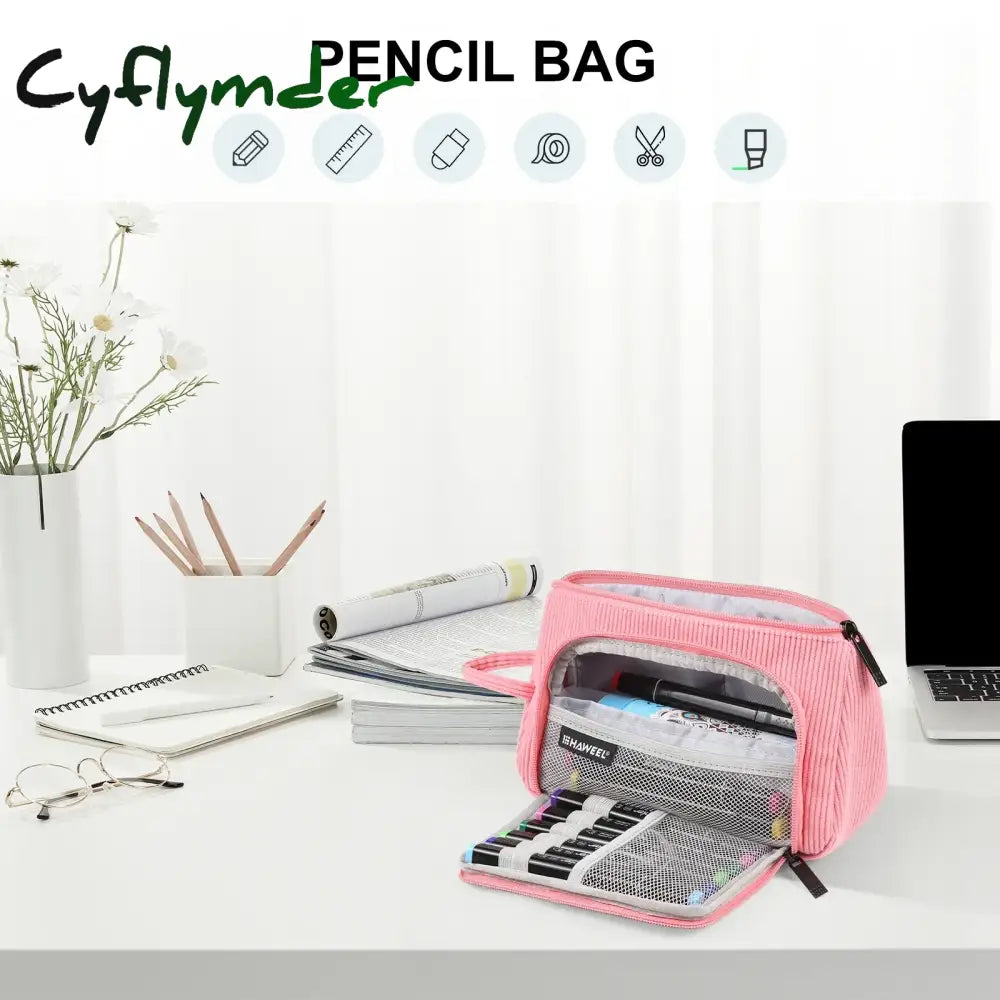 Cyflymder Pencil Cases Large Capacity Bag Pouch Holder Box For Girls Office Student Stationery