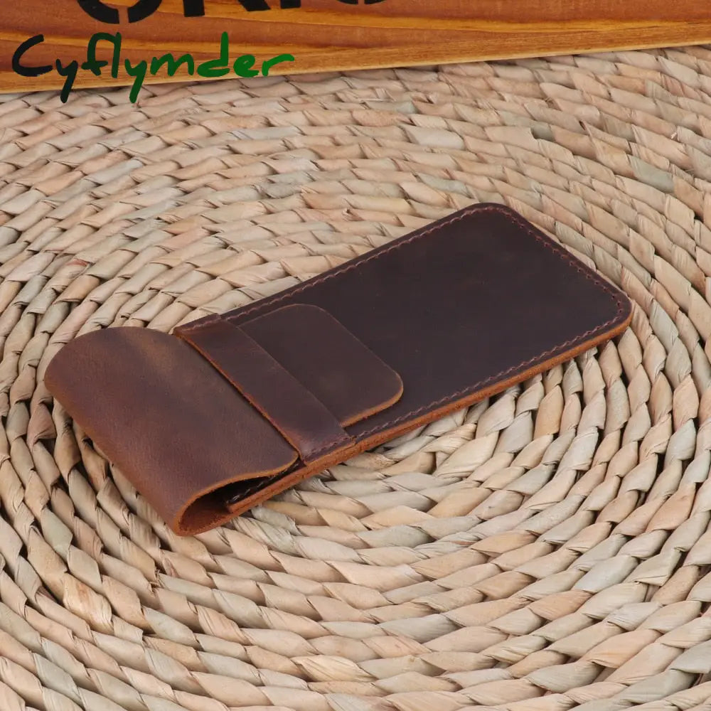 Cyflymder Personality Retro Handmade Leather Pencil Bag Fountain Pen Protective Cover Genuine Case