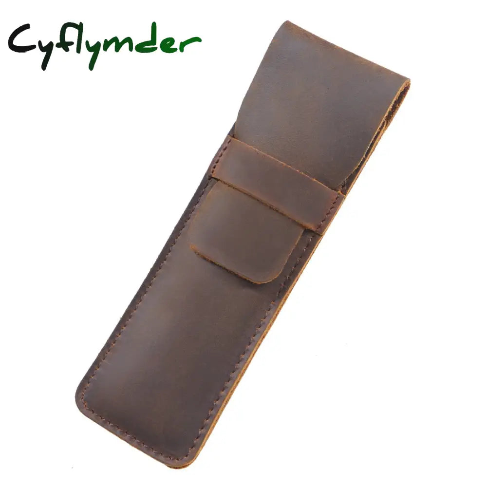 Cyflymder Personality Retro Handmade Leather Pencil Bag Fountain Pen Protective Cover Genuine Case