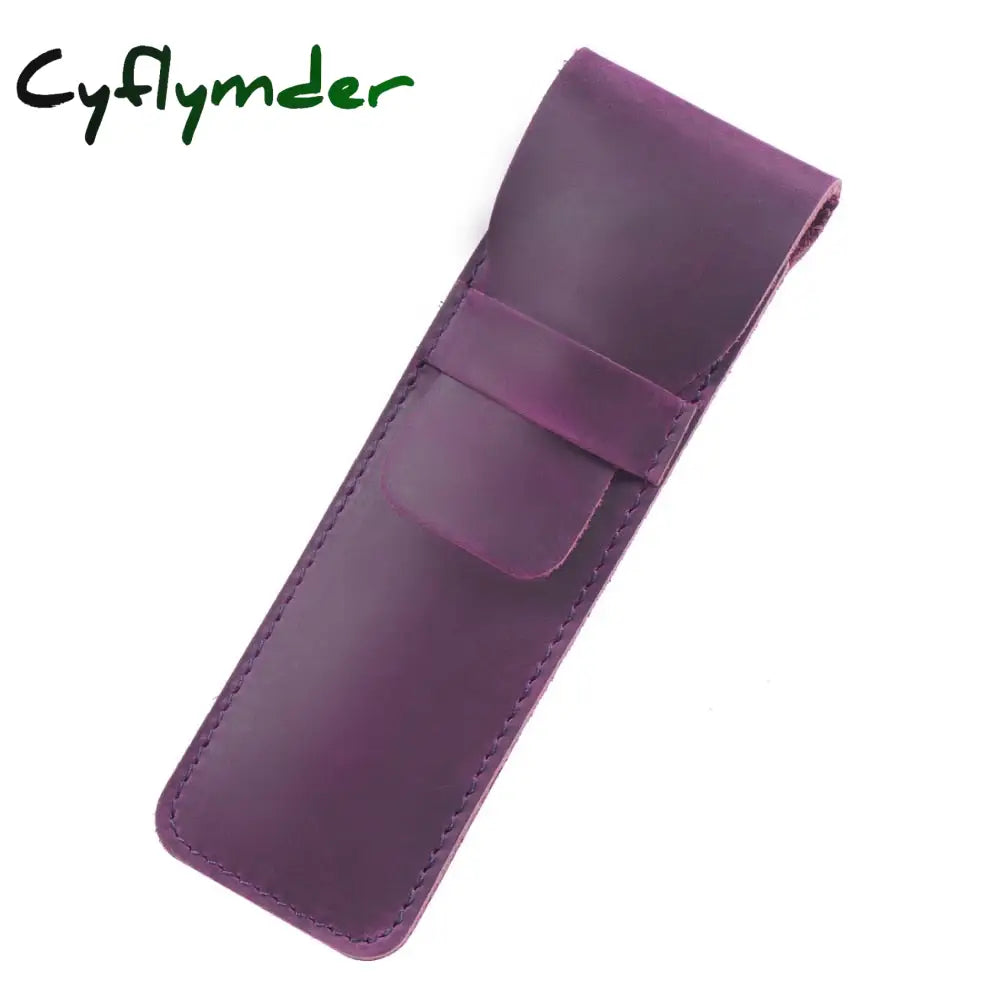 Cyflymder Personality Retro Handmade Leather Pencil Bag Fountain Pen Protective Cover Genuine Case