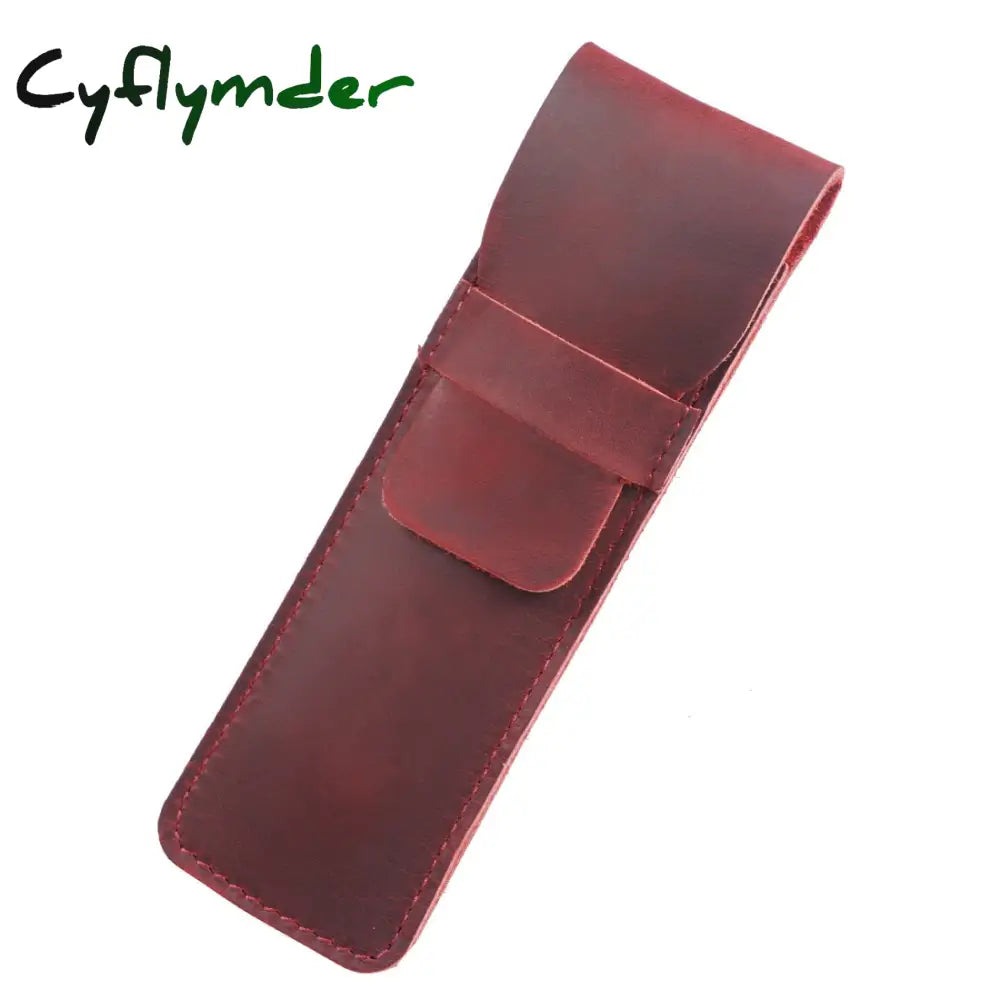 Cyflymder Personality Retro Handmade Leather Pencil Bag Fountain Pen Protective Cover Genuine Case