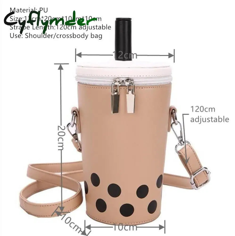 Cyflymder Personalized Bag For Women New Fashion Milk Tea Cup Shaped Bags Small Bucket Shoulder