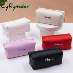 Cyflymder Personalized Embroidery Small Makeup Bag Pu Leather Travel Cosmetic Pouch Toiletry For