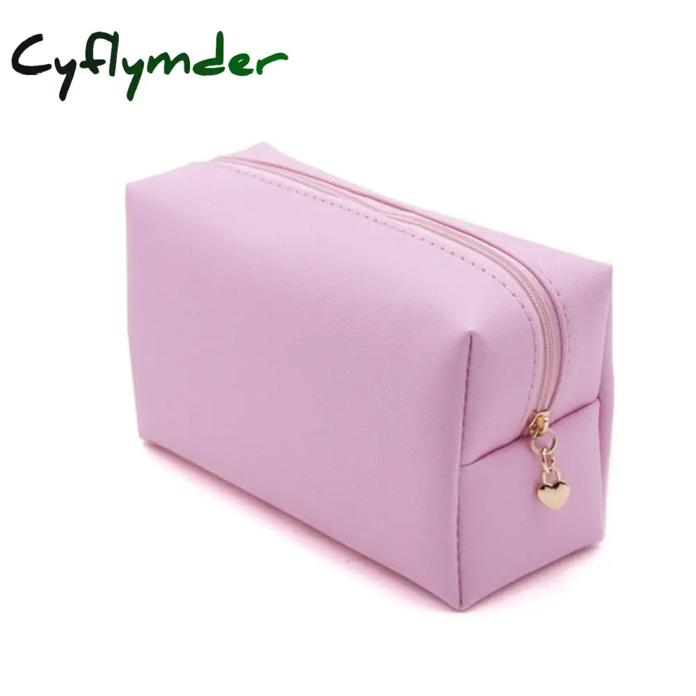 Cyflymder Personalized Embroidery Small Makeup Bag Pu Leather Travel Cosmetic Pouch Toiletry For