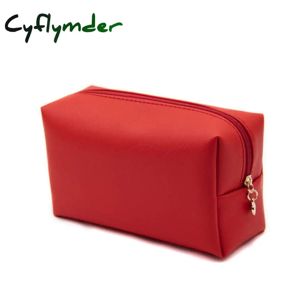 Cyflymder Personalized Embroidery Small Makeup Bag Pu Leather Travel Cosmetic Pouch Toiletry For