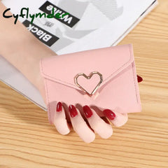 Cyflymder Personalized Fashion Small Wallet Short Ultra Thin Cute Coin Purse Heart Shaped Buckle