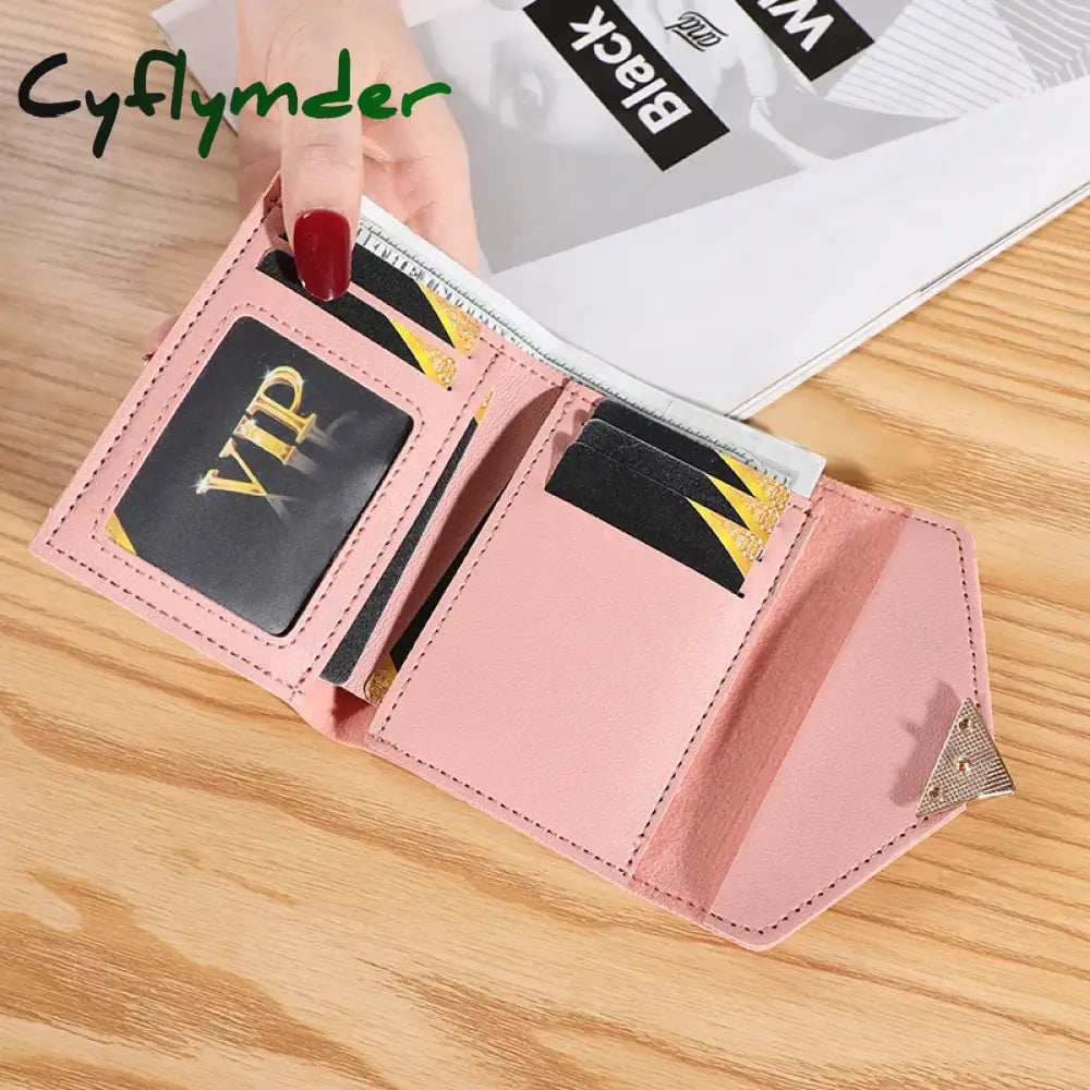 Cyflymder Personalized Fashion Small Wallet Short Ultra Thin Cute Coin Purse Heart Shaped Buckle