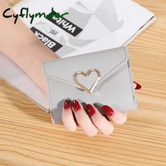 Cyflymder Personalized Fashion Small Wallet Short Ultra Thin Cute Coin Purse Heart Shaped Buckle