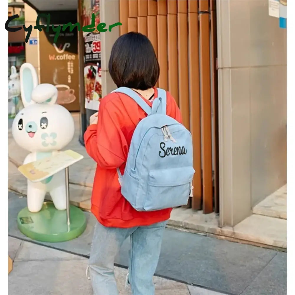 Cyflymder Personalized Kids Backpack Embroidered Corduroy Back To School Kid Name Backpack School