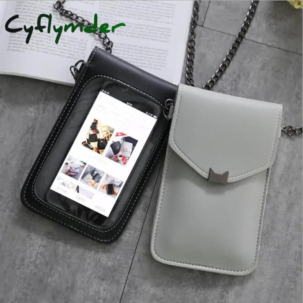 Cyflymder Phone Wallets Transparent Touch Screen Mobile Bag Pouch Women Purse Messenger Bags Small