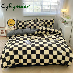 Cyflymder Plaid Style Bedding Set Skin-friendly Quilt Cover Pillowcase Bedsheet Home Bed Linen Sets