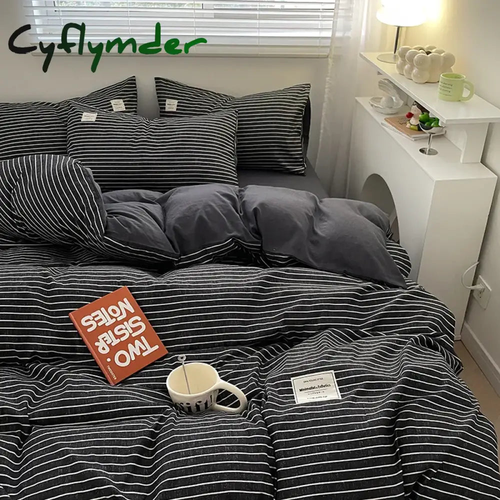 Cyflymder Plaid Style Bedding Set Skin-friendly Quilt Cover Pillowcase Bedsheet Home Bed Linen Sets