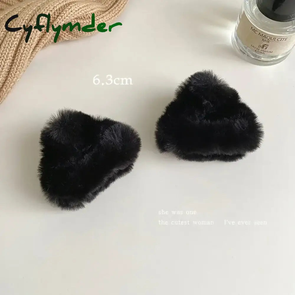 Cyflymder Plush Cat Ears Hair Clips For Women Girls Lamb Cashmere Hairpin Forehead Bangs Clip Fluffy Children New