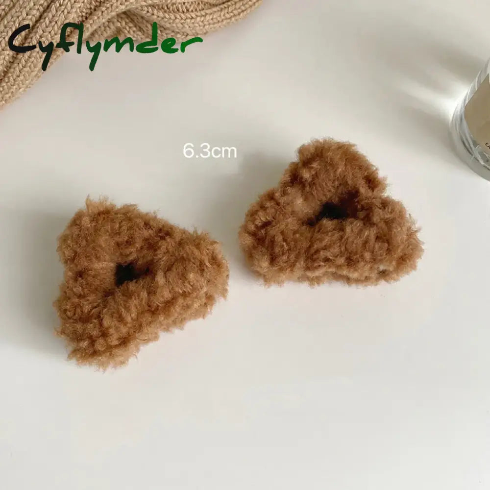 Cyflymder Plush Cat Ears Hair Clips For Women Girls Lamb Cashmere Hairpin Forehead Bangs Clip Fluffy Children New