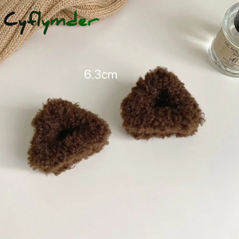 Cyflymder Plush Cat Ears Hair Clips For Women Girls Lamb Cashmere Hairpin Forehead Bangs Clip Fluffy Children New
