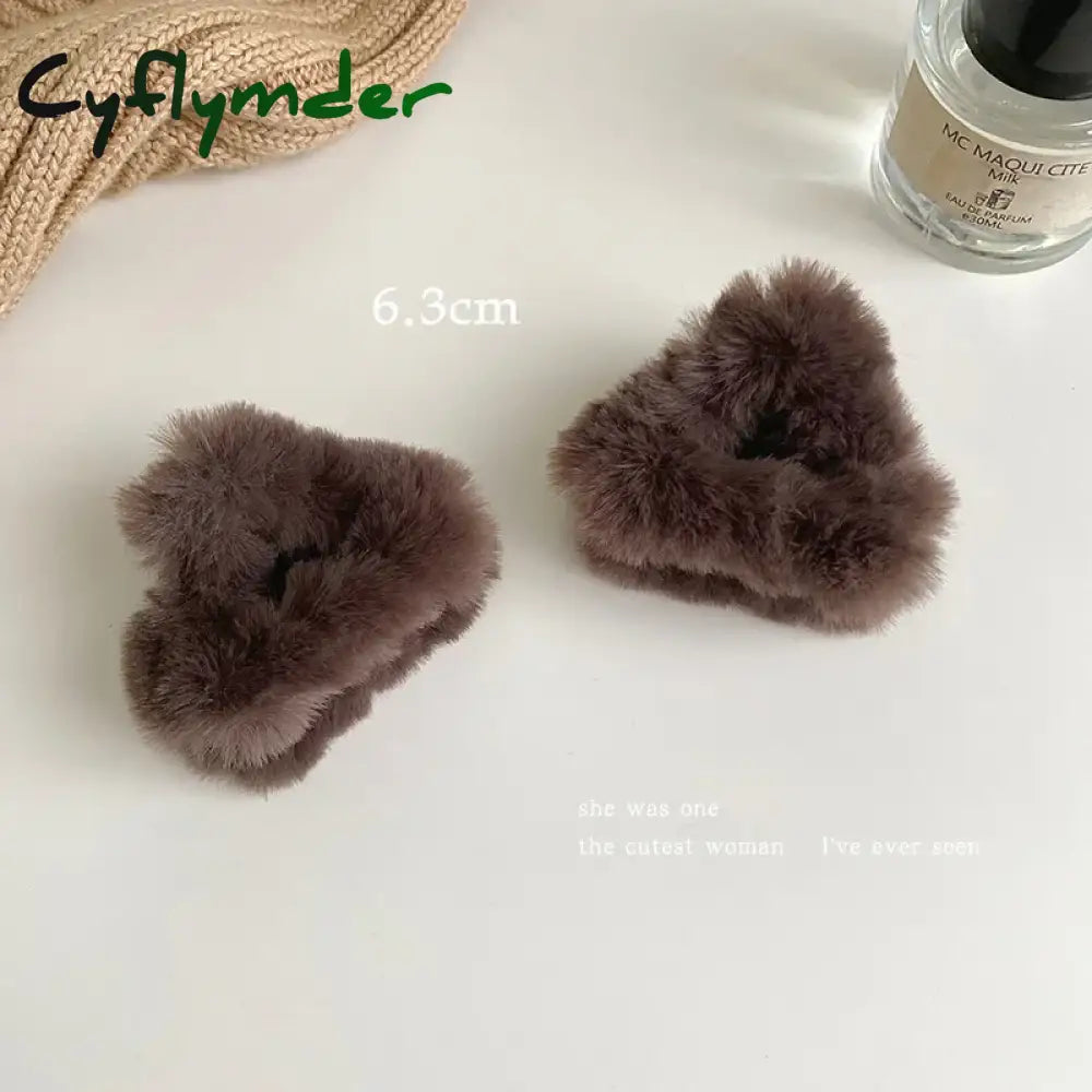 Cyflymder Plush Cat Ears Hair Clips For Women Girls Lamb Cashmere Hairpin Forehead Bangs Clip Fluffy Children New