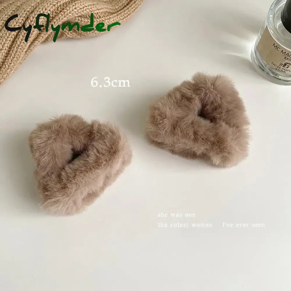 Cyflymder Plush Cat Ears Hair Clips For Women Girls Lamb Cashmere Hairpin Forehead Bangs Clip Fluffy Children New