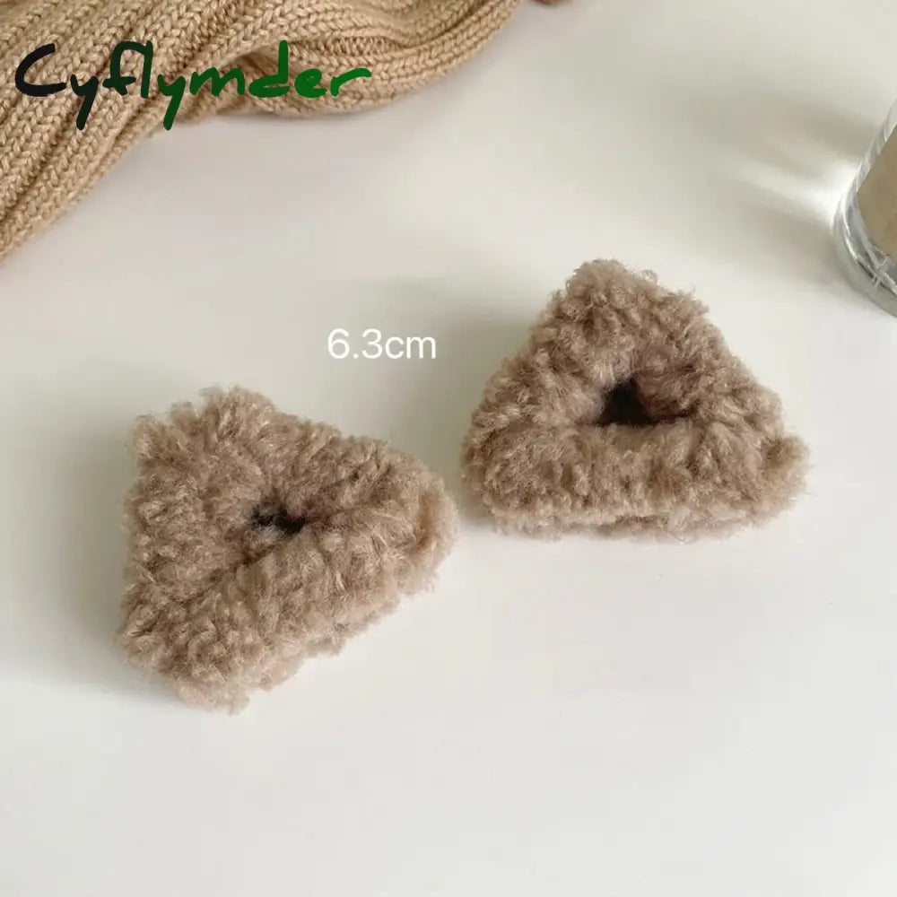 Cyflymder Plush Cat Ears Hair Clips For Women Girls Lamb Cashmere Hairpin Forehead Bangs Clip Fluffy Children New