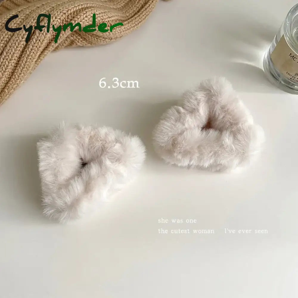 Cyflymder Plush Cat Ears Hair Clips For Women Girls Lamb Cashmere Hairpin Forehead Bangs Clip Fluffy Children New