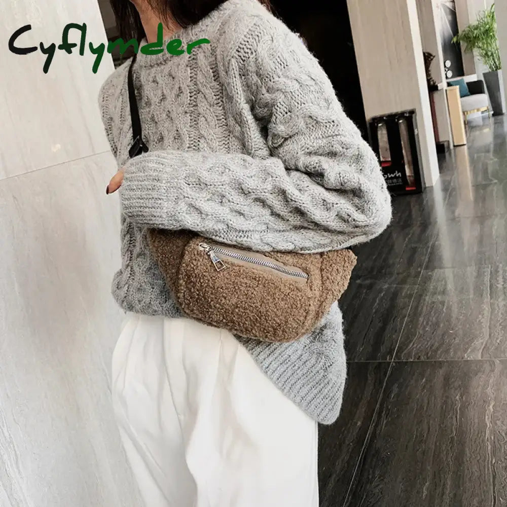 Cyflymder Plush Women’s Waist Bag Solid Color Belt Bags Shoulder Crossbody Chest Brand Designer