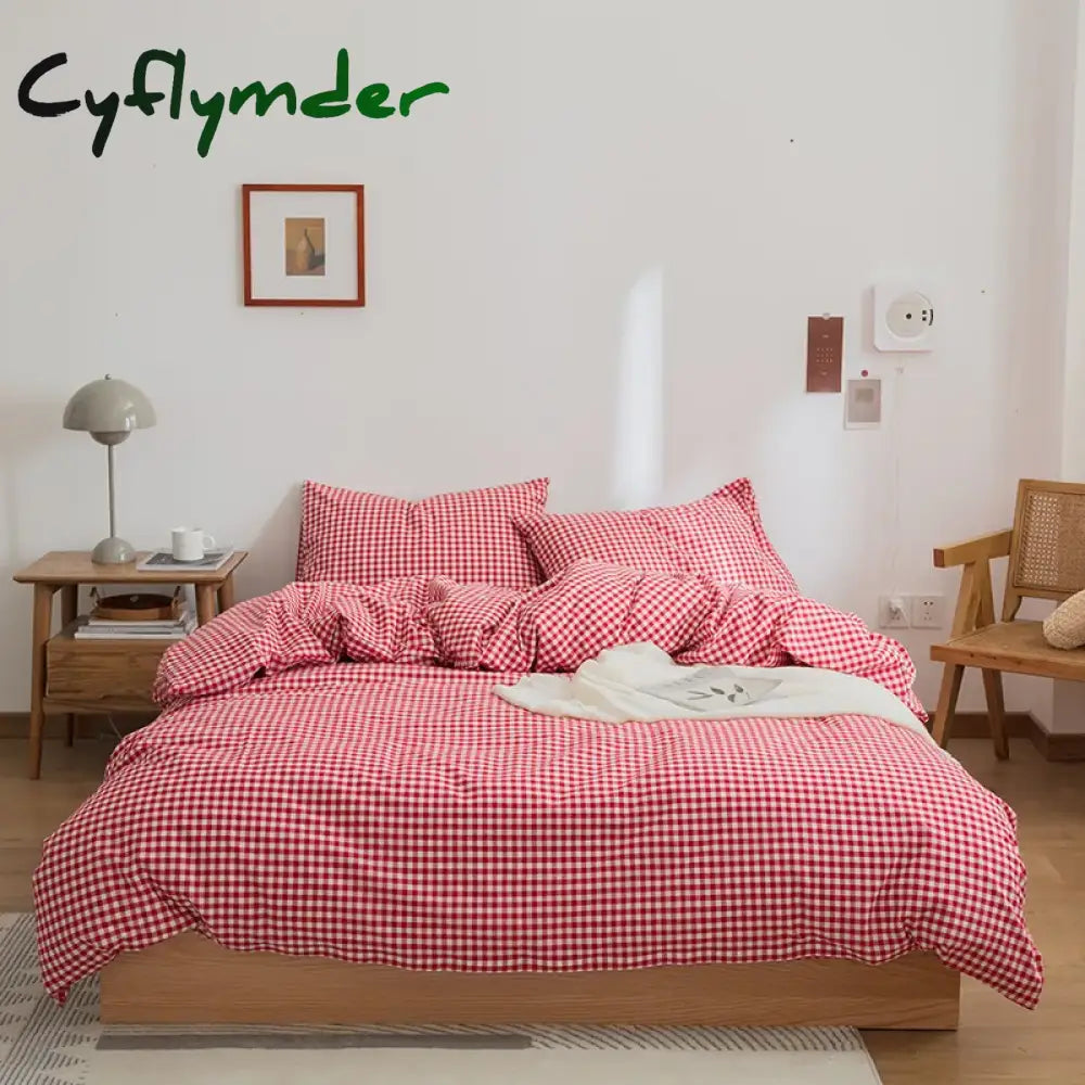 Cyflymder Popular Plaind Style Cotton Skin Friendly Breathable Comfortable Duvet Cover Set WHITE / 150*200CM