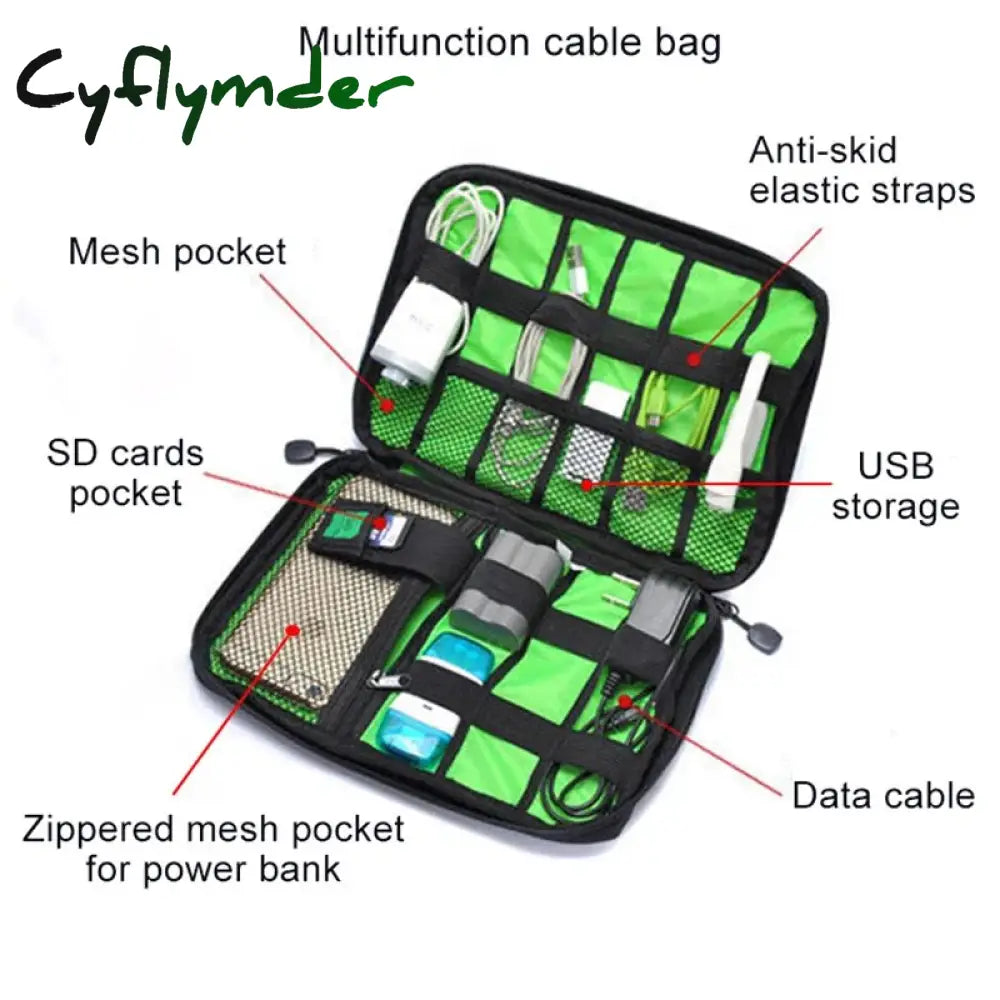 Cyflymder Portable Cable Organizer Bag Travel Digital Electronic Accessories Storage Usb Charger