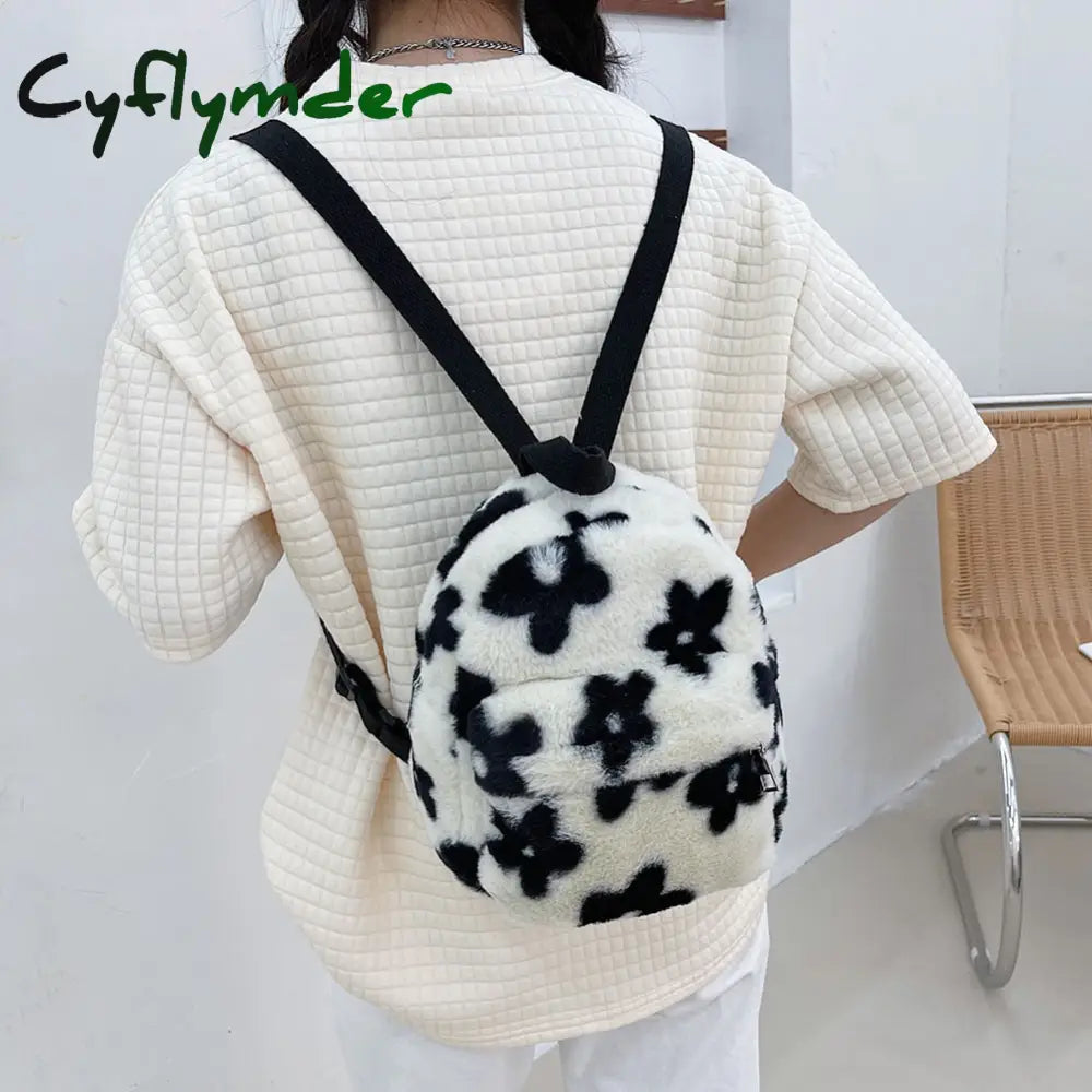 Cyflymder Portable Children Travel Shopping Rucksacks Casual Autumn Winter Lamb Fleece Women’s