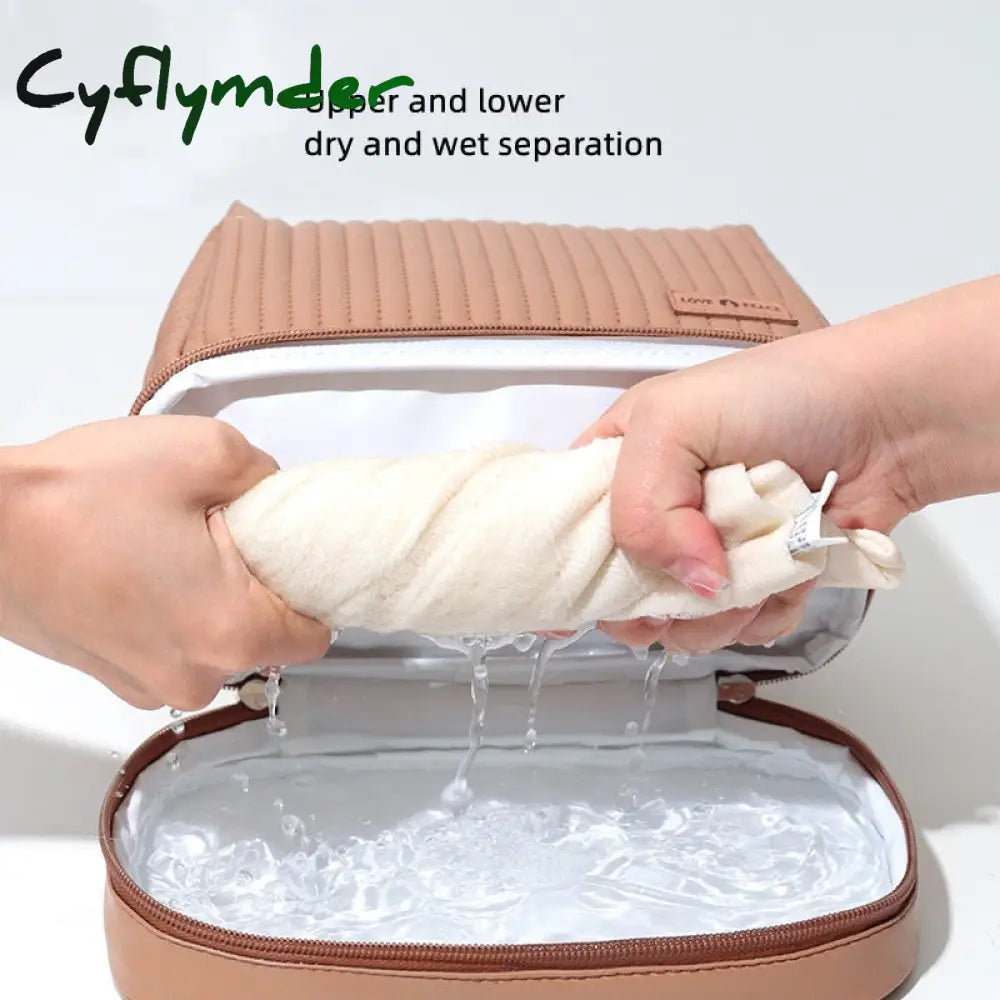 Cyflymder Portable Cosmetic Bags Women Travel Dry Wet Separation Makeup Storage Handbag Overnight