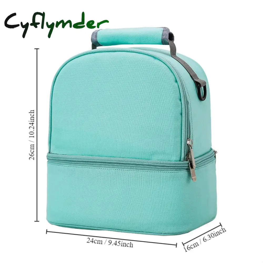 Cyflymder Portable Double Layer Cooler Lunch Bag Oxford Cloth Thermal Insulated Picnic Food Bento