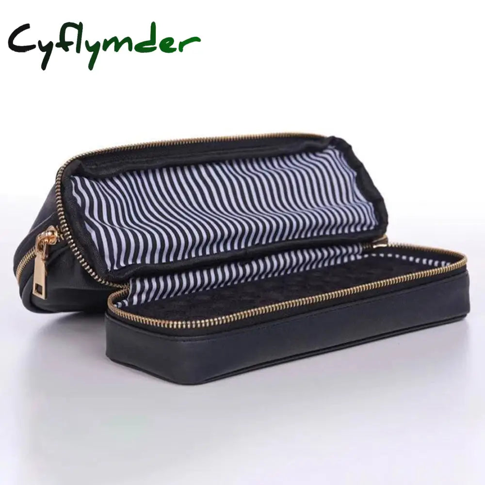 Cyflymder Portable Essential Oil Bag Cosmetic Multi-Compartment Double Layer Pu Leather Sample