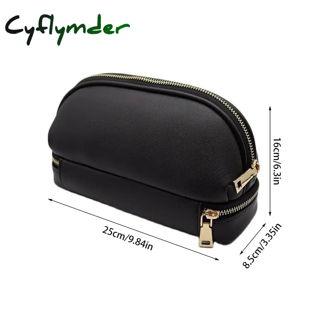 Cyflymder Portable Essential Oil Bag Cosmetic Multi-Compartment Double Layer Pu Leather Sample