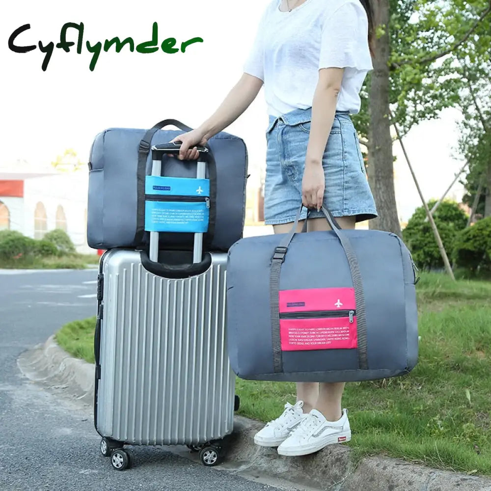 Cyflymder Portable Folding Casual Travel Bag Large Capacity Weekend Duffle Women Men Handbags