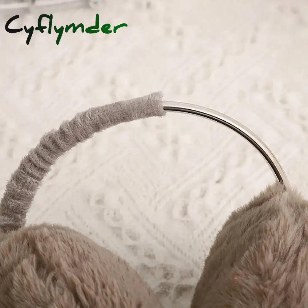 Cyflymder Portable Folding Winter Warm Earmuffs Fashion Solid Color Earflap Outdoor Cold Protection Soft Plush Ear