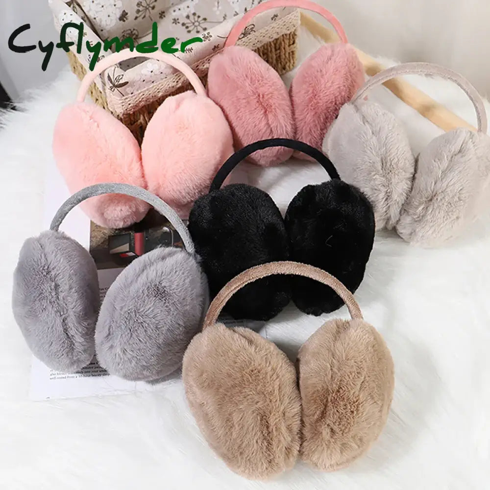 Cyflymder Portable Folding Winter Warm Earmuffs Fashion Solid Color Earflap Outdoor Cold Protection Soft Plush Ear