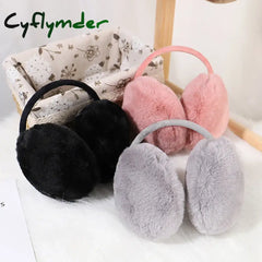 Cyflymder Portable Folding Winter Warm Earmuffs Fashion Solid Color Earflap Outdoor Cold Protection Soft Plush Ear