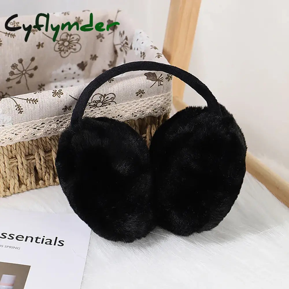 Cyflymder Portable Folding Winter Warm Earmuffs Fashion Solid Color Earflap Outdoor Cold Protection Soft Plush Ear