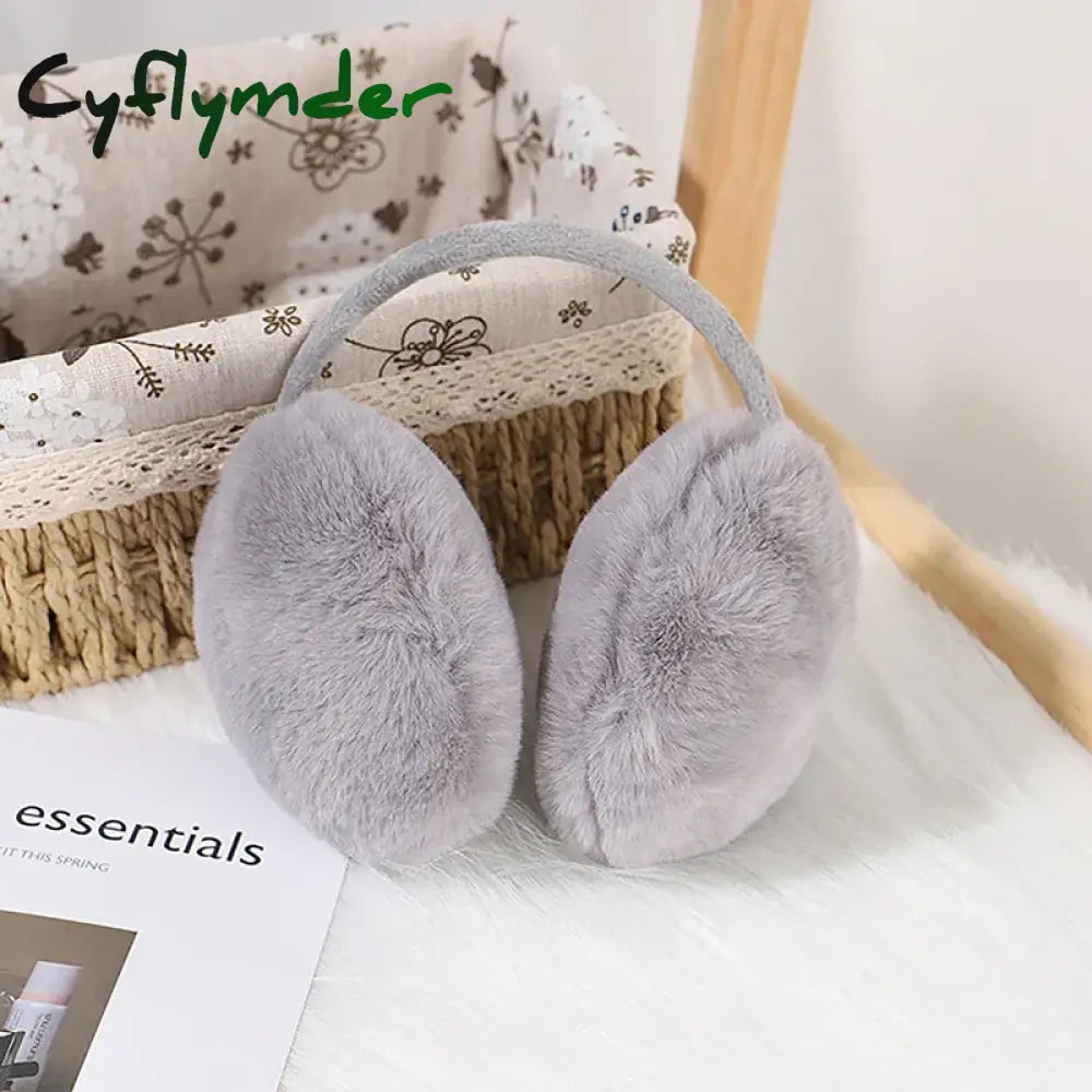 Cyflymder Portable Folding Winter Warm Earmuffs Fashion Solid Color Earflap Outdoor Cold Protection Soft Plush Ear