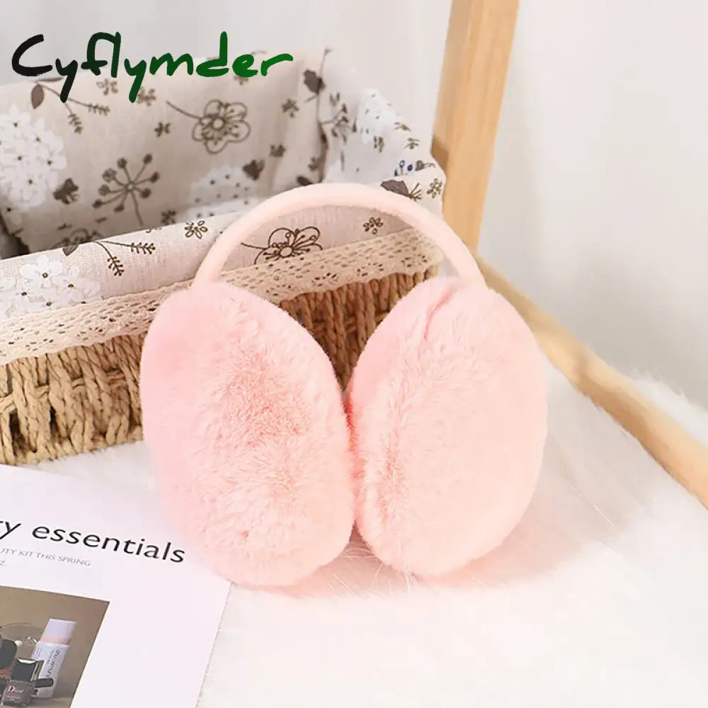 Cyflymder Portable Folding Winter Warm Earmuffs Fashion Solid Color Earflap Outdoor Cold Protection Soft Plush Ear